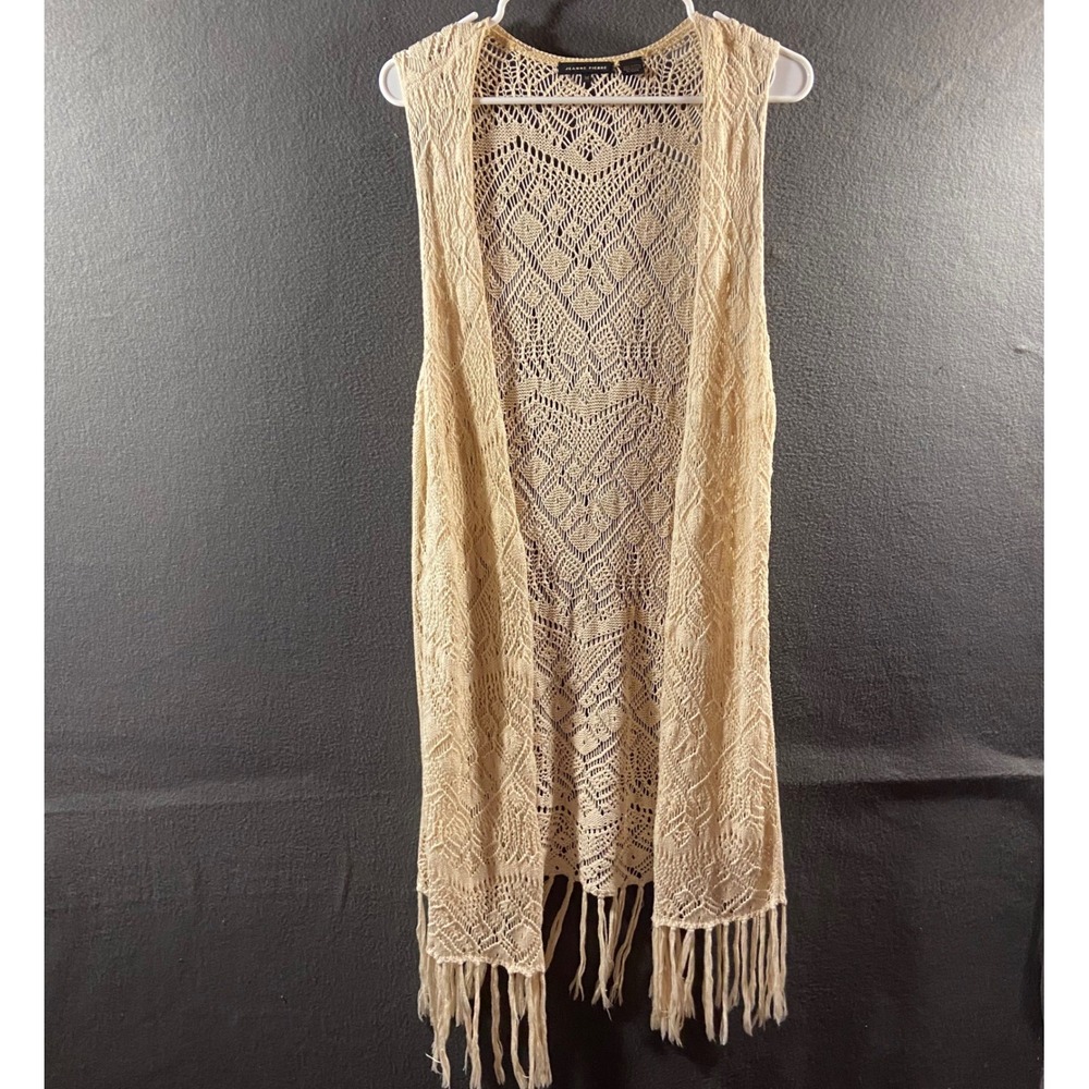 cotton crochet open knit fringe kimono duster Vest long boho western romantic